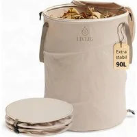 LIVLIG Gartensack 90L, Laubsack mit Deckel, Pop-Up Gartenabfallsack, für Laubabfälle, Gras-Schnitt, Wäsche, Kinderspielzeug, (1-tlg), Gartensack, Wäschesack, faltbarer Laubsack