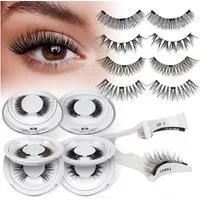 MOPUEA Magnetwimpern Magnetische Wimpern 4 Paar Ohne Kleber Wiederverwendbar mit Spiegelbox, Magnetische Wimpern mit Applikator und Spiegelbox, 4 tlg., Leicht wiederverwendbar und ideal für Anfänger geeignet