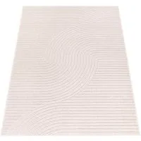 Paco Home Teppich Cotton 233, rechteckig, Höhe: 6 mm, Kurzflor, Uni Farben, Hoch-Tief-Effekt, Scandi-Look, Outdoor geeignet