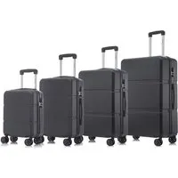 YONSLY Trolleyset Koffer Set 4-tlg, Trolley Reisekoffer mit 4x 360° Rollen, 4 Rollen, (4 tlg., Hartschalen Koffer Set S/M/L/XL), Zahlenschloss, Weicher Gummigriff