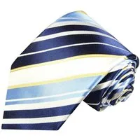 Paul Malone Krawatte Moderne Herren Seidenkrawatte gestreift blaue Krawatte Seide Breit (8cm), blau weiß 924