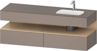 Duravit Qatego Einbauwaschtisch mit Konsolenwaschtischunterbau Basalt Matt 1600x550x600 mm - QA47960 QA4796030430010