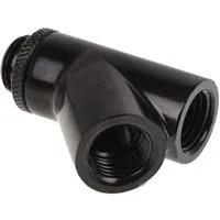 Eiszapfen Y-Verbinder 45° - G1/4 drehbar, Verbindung schwarz, 2x Innen 1x Außengewinde - Deep Black