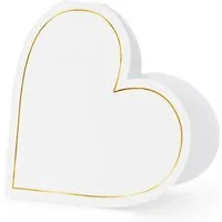 partydeco Papierdekoration, Tischkarten Herzen 15,7x22cm 10 Stück weiß gold