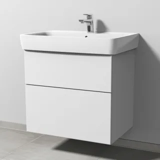 Sanipa 3way Waschtischunterbau zu Geberit Renova Plan Waschtisch mit 2 Auszügen, Weiß-Soft SM87743