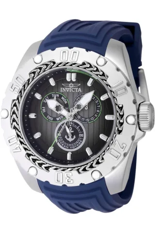 Invicta Ocean Voyage 48021 Herrenuhr - Quarzwerk - Edelstahl mit schwarzem Zifferblatt - 51 mm