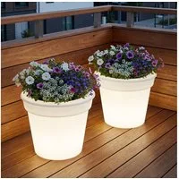 etc-shop Gartenleuchte, LED-Leuchtmittel fest verbaut, Neutralweiß, Solar LED Außen Blumenkübel Garten Blumentopf leuchtend 2er Set