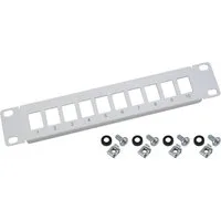 HMF Serverschrank 63345-07 UTP Keystone-Patchpanel für Serverschrank, 10 Zoll, 1 HE, 10 Ports RJ45, Lichtgrau