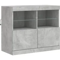 vidaXL Sideboard Sideboard mit LED-Leuchten Betongrau 81x37x67 cm (1 St)
