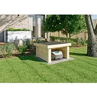 KONIFERA Mähroboter-Garage aus unbehandeltem Fichtenholz, BxTxH: 86x86x54 cm, aus 28mm starken Bohlen, Schutz vor Regen, Wind und Sonne