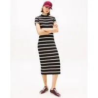 Tommy Hilfiger Jerseykleid SLIM 5X2 RIB MOCK-NK SS DRS in gerippter Struktur