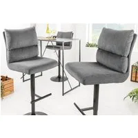 riess-ambiente Barhocker COMFORT grau/schwarz - Cord, Metall, höhenverstellbar, drehbar, weich (Einzelartikel, 1 St), Moderner Stuhl mit Lehne - ideal für Wohn- und Esszimmer oder Küche