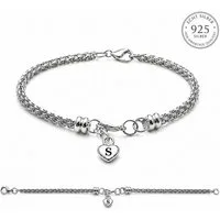 Taffstyle Silberarmband Armband 925 Sterling Silber Herz Anhänger geflochten Damen Schmuck (Feines Silberarmband mit Herzanhänger und Karabinerverschluss - Geschenkidee)