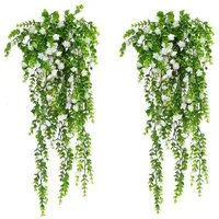 Kunstpflanze 2er Set Künstliche Eukalyptusranken, Kunstpflanzenranken, Minicloss, Künstliche Blumen, geeignet für Wand- und Wohnkultur