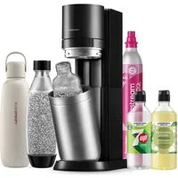 SodaStream Wassersprudler SodaStream DUO, titan, mit 3 Flaschen, 1 CO2-Zylinder und 2 Sirups, (Set, 7-tlg., Sirups: 1x 7up 440 ml, 1x Holunderblüte 440 ml), 1x Glasfl. 1L, 1x Kunststofffl. 1L, 1x Fizz&go COOL storm 0,9L