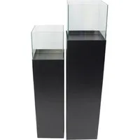 Dekoleidenschaft Bodenwindlicht "Black" Windlichtsäule aus Metall, schwarz, Kerzenständer, Dekosäule (2 St., im Set), Kerzenhalter 75 + 90 cm hoch, Wohnzimmer Bodenlaterne mit Kerzenglas