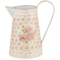Moritz Gießkanne Gießkanne Zink mit Blütenmotiv Retro Design (Gießkanne), Dekoration Deko Blumentopf Umtopf Trockenblume Topf Übertopf Kanne