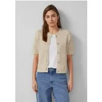 s.Oliver Cardigan Strickjacke Kurzarm-Rundhalscardigan mit glänzenden Pailletten