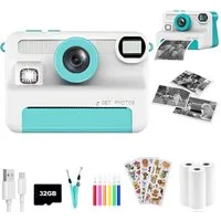SWGOTA 1080P Kinderkamera Sofortbildkamera, 2,4 Zoll Digitalkamera Kinder Kinderkamera (30 MP, 8x opt. Zoom, 30MP Sofortbildkamera Kinder,3 Druckpapier,32GB Karte,für 3-14 Jahren)