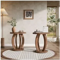 Tribesigns Beistelltisch 50 cm runder Sofatisch mit Stauraum, Nachttisch im Landhausstil