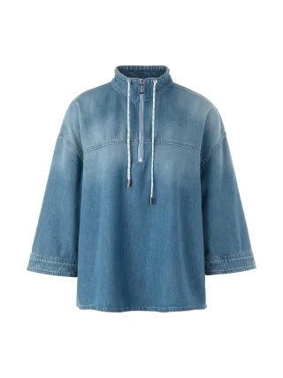 Marc Cain Sports - Sportive Jeansbluse mit Stehkragen blue denim - Gr. - 38