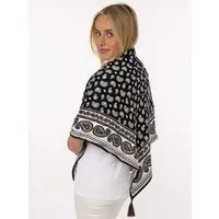 Zwillingsherz Dreieckstuch "Geometric Paisley", geometrisches Muster mit Paisley, Tasseln, glänzende Oberfläche