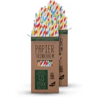 Bestlivings Trinkhalme bunt Mehrfachpack, (100/150/200, 100-tlg), Länge 20 cm, 100% Kraftpapier, robust, geschmacks- und geruchsneutral
