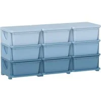 HOMCOM Spielzeugtruhe Spielzeug-Organizer mit 9 Schubladen (Schubladenschrank, 1 St., Spielzeugkiste), für 3-6 Jahre Kinder Blau 113 x 37 x 56,5 cm