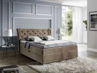 Boxspringbett Schlafzimmerbett ARIANNA 140x200cm Stoff Moca