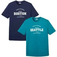 bonprix T-Shirt (Packung, 2-tlg) Regular Fit Passform, Kurzarm-Design, aus Baumwolle