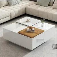 REDOM Couchtisch Modernes Schiebetischdesign, langlebige Spanplatte (Satztisch, Wohnzimmertisch Beistelltisch, 1-St., modernes Design), quadratisch, mit vier Schubladen