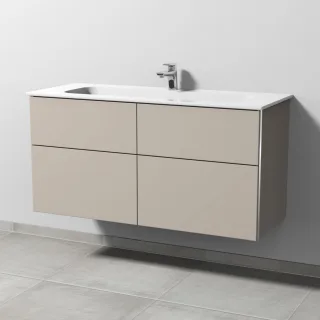 Sanipa 3way Keramik-Set Design Keramik-Waschtisch und Unterbau mit 4 Auszügen, Kaschmir-Matt BP4821U