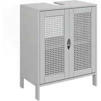 Vicco Waschbeckenunterschrank Liora, Weiß/Rattan/Creme, 48 x 60 cm mit 2 Türen (1-St)