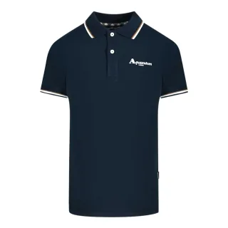 Aquascutum London Marineblaues Poloshirt mit Spitze