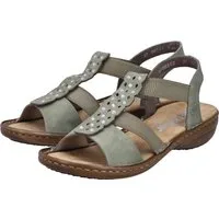 Rieker Sandale Sommerschuh, Schlupfschuh mit Gummizug für guten Sitz