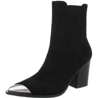 Ital-Design Stilvolle Stiefeletten mit Spitzkappe für Damen Westernstiefelette (90756045) Blockabsatz Stiefeletten in Schwarz
