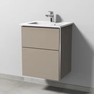 Sanipa 3way Keramik-Set Venticello Keramik-Waschtisch und Unterbau mit 2 Auszügen, Sandgrau-Matt BS32067