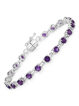 Vira Jewels Armband 925-Sterling Silber rhodiniert Amethyst rund
