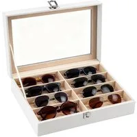 Youyijia Brillenetui Brillenbox für 8 Fächer Brillen Brillenkoffer Sonnenbrillen, 8 Brillenbox