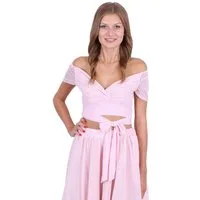 Sarcia.eu Blusentop Pinkes gebundenes Top T-Shirt mit Tupfen freie Schulter John Zack M