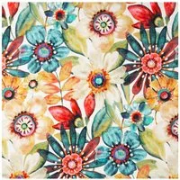 SCHÖNER LEBEN. Stoff Baumwollstoff Meterware Cretonne Melissandre Blumen weiß bunt 1,60m, allergikergeeignet
