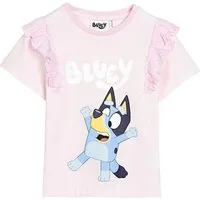 Cerdá T-Shirt Bluey Mädchen Shirt mit Rüschen Gr. 92-116 cm