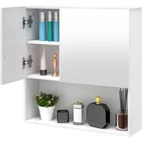 EUGAD Spiegelschrank (1-St) mit Tür, 5 Fächern, aus E1-MDF, Weiß, 54x55x15cm