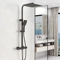duschspa Duschsystem Duschset mit 12-Zoll-quadratischer Regendusche aus Edelstahl, 2 Strahlart(en), Handbrause mit 3 Funktionen, höhenverstellbare Duschstange (72–125 cm)