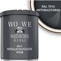 WO-WE Metallschutzlack 4in1 Metalllack Metallfarbe Metallschutzfarbe W908, 0.75L - 2,5L, Außenbereich