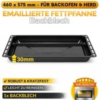 ICQN Backblech 460 x 370 x 30 mm Tief, Fettpfanne für Backofen und Herd, Emaille, (1-St), Passend für Bosch Siemens Neff Constructa, Kratzfest & Rostfrei