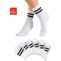 H.I.S Sportsocken Damen Herren Kinder Tennissocken, Fitnesssocken (Packung, 6-Paar, Crew Socken) klassische Retro Tennissocken mit Ringel
