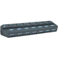 Mediarange MRCS504 USB-Adapter, USB-2.0 Hub 1:7, mit separaten Schaltern