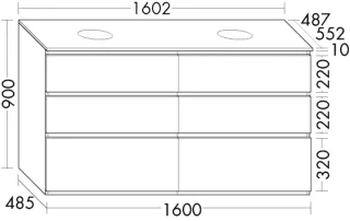 Burgbad Waschtischunterschrank Lin20Lack Hochglanz 900x1602x552 Sandstein Hochglanz, SGRD160F6516 SGRD160F6516