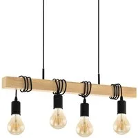 EGLO Pendelleuchte TOWNSHEND, ohne Leuchtmittel, schwarz, braun / L70 x H110 x B10,5 cm / Vintage / Retro / Esstisch